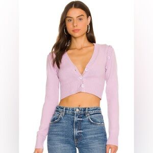 For Love & Lemons Joan Lilac Cropped Cardigan